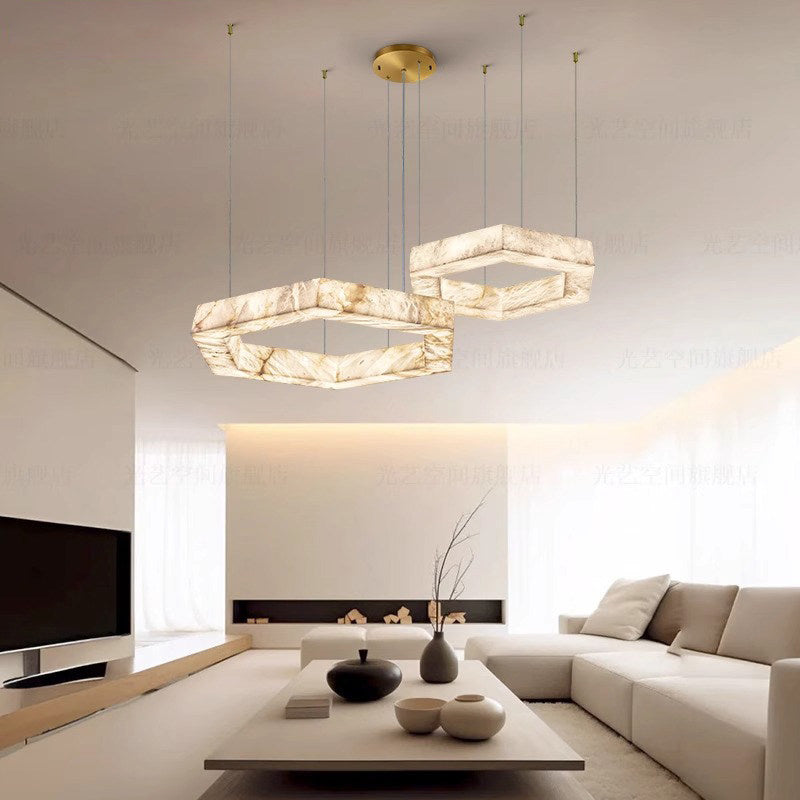 Modern Hexagon Alabaster Chandelier
