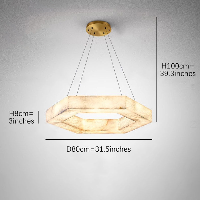 Modern Hexagon Alabaster Chandelier