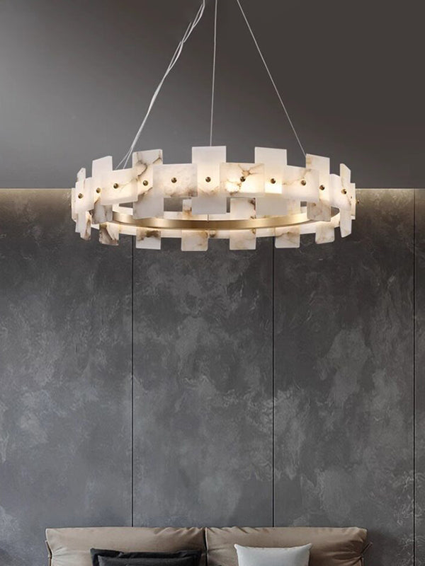 Modern Snowflake Round Marble Chandelier
