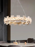 Modern Snowflake Round Marble Chandelier