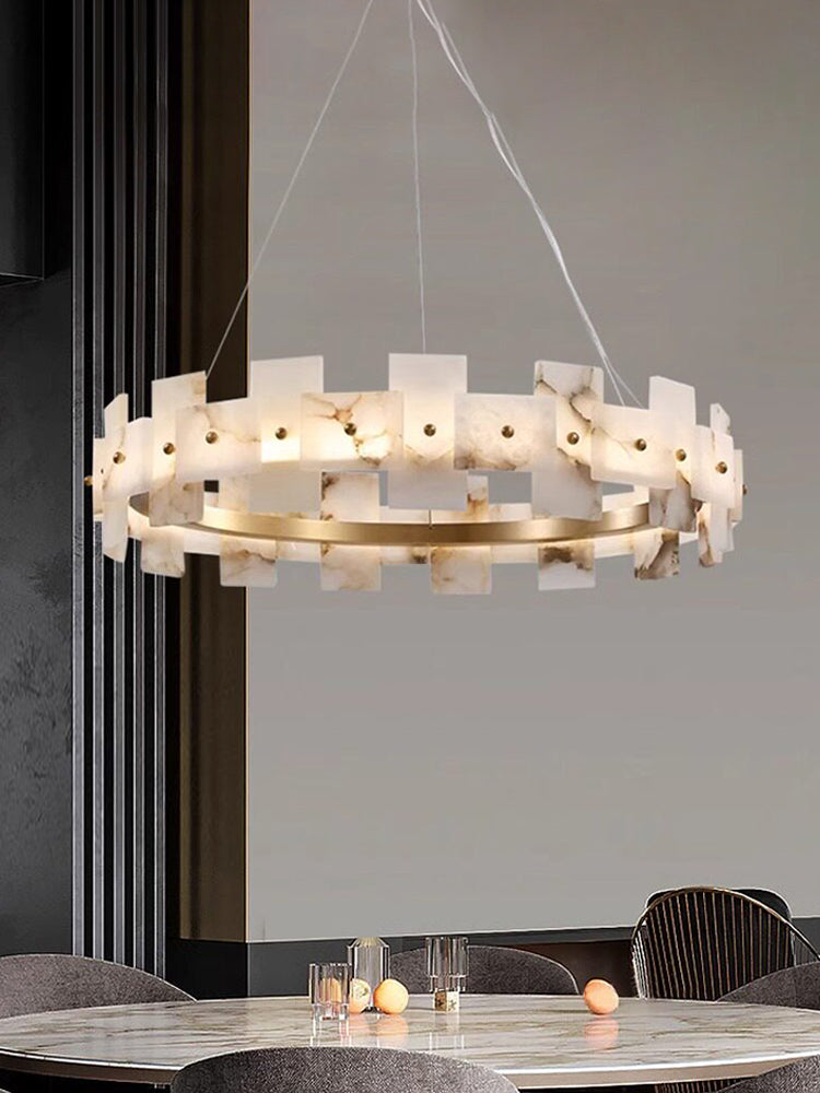 Modern Snowflake Round Marble Chandelier