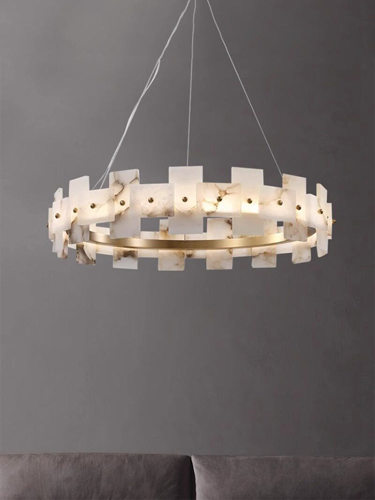 Modern Snowflake Round Marble Chandelier