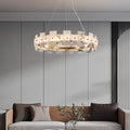 Modern Snowflake Round Marble Chandelier