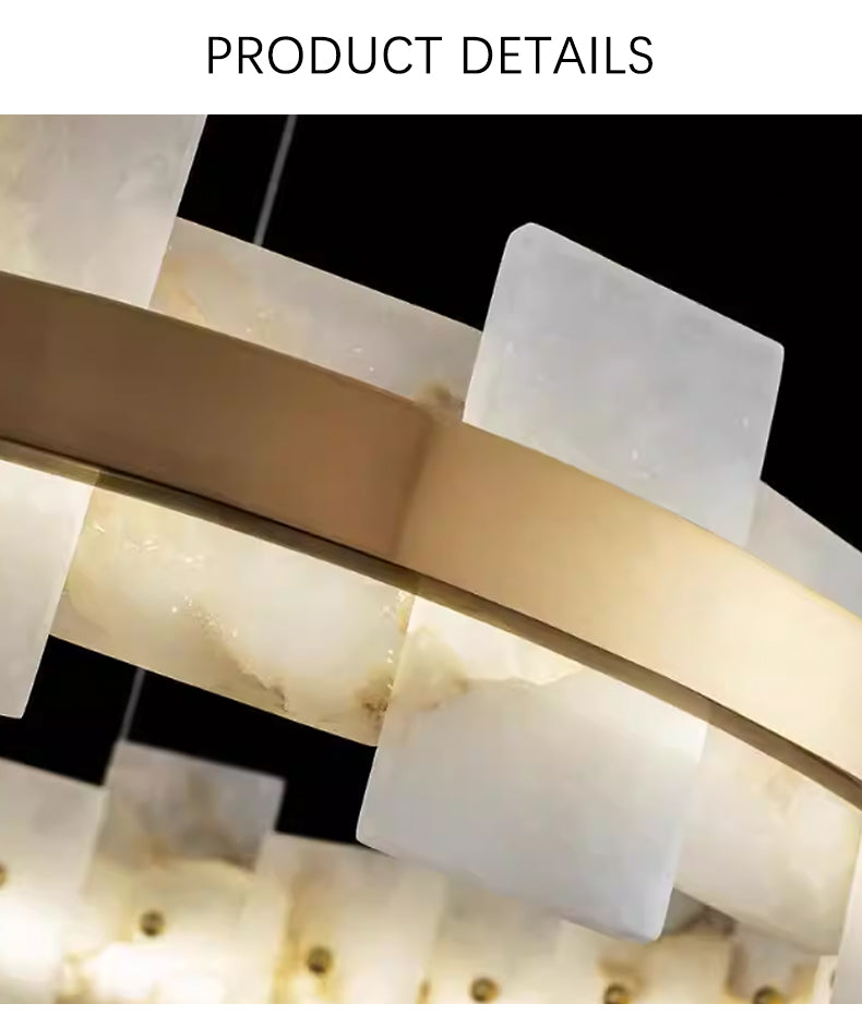 Modern Snowflake Round Marble Chandelier