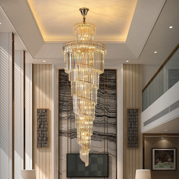 Fountain Crystal Long Chandelier