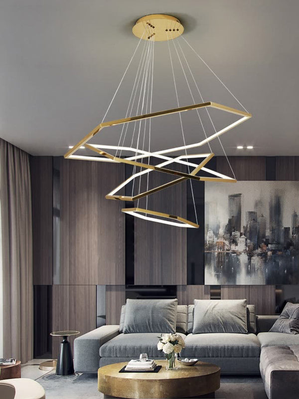 Modern Gold Hexagon Pendant Light