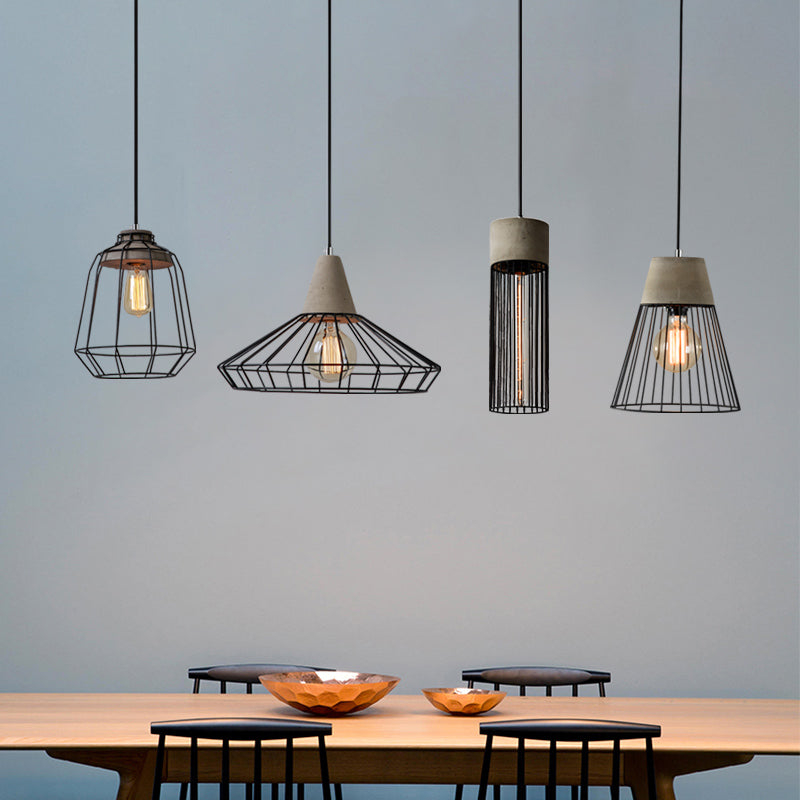 Black Iron Cage Pendant Light