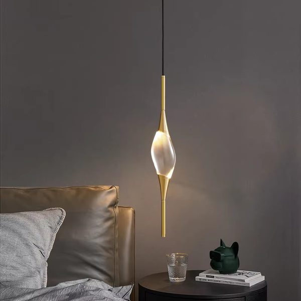 Brass Oval Crystal Pendant Light
