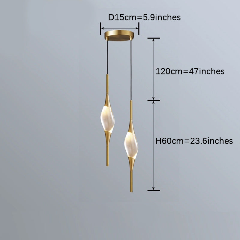 Brass Oval Crystal Pendant Light