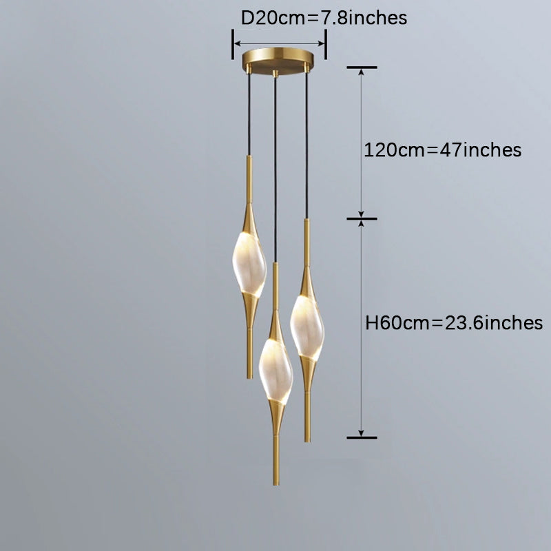 Brass Oval Crystal Pendant Light