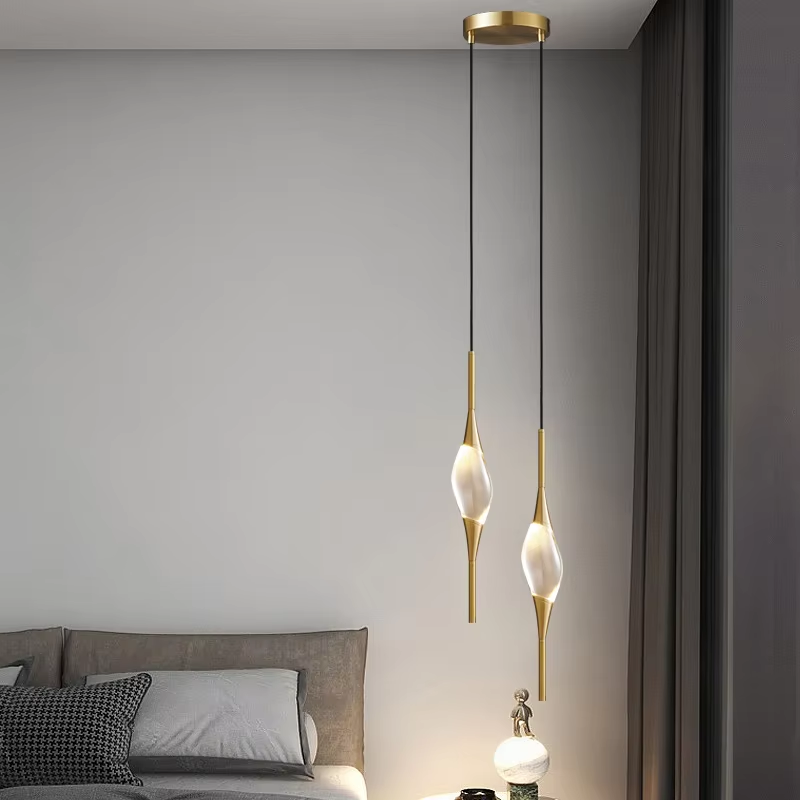 Brass Oval Crystal Pendant Light
