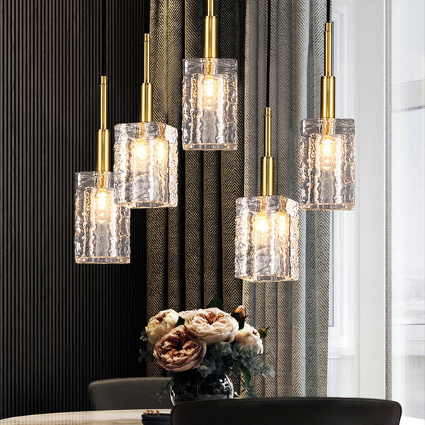 Ice Cube Brass Pendant Light
