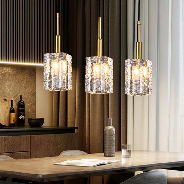 Ice Cube Brass Pendant Light