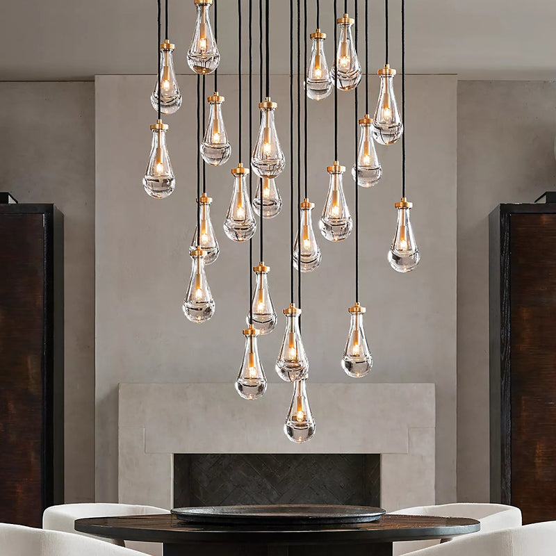 Brass Water Drop Crystal Lamp