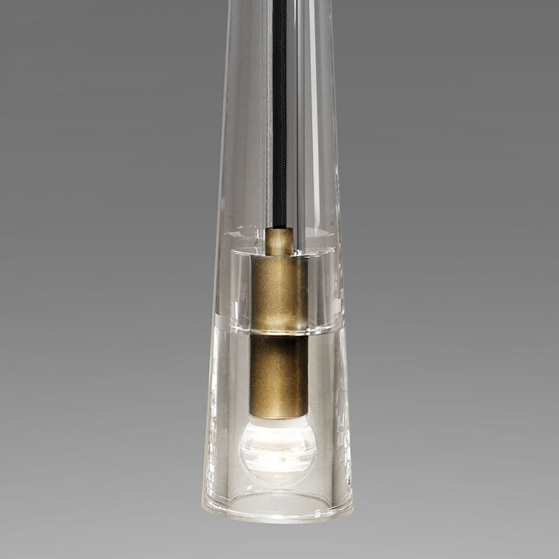Brass Conical Crystal Pendant Light