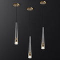 Brass Conical Crystal Pendant Light
