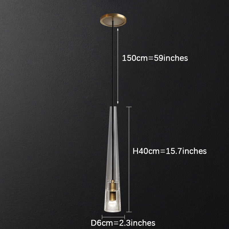 Brass Conical Crystal Pendant Light