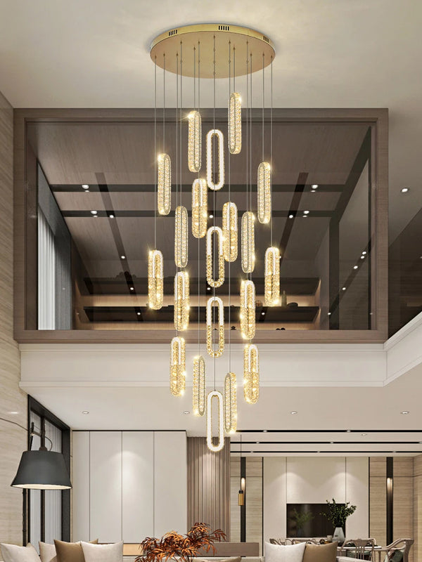 Oval Crystal Long Pendant Light