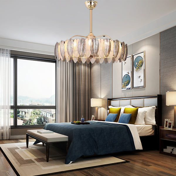 Glass Feather Fan Chandelier