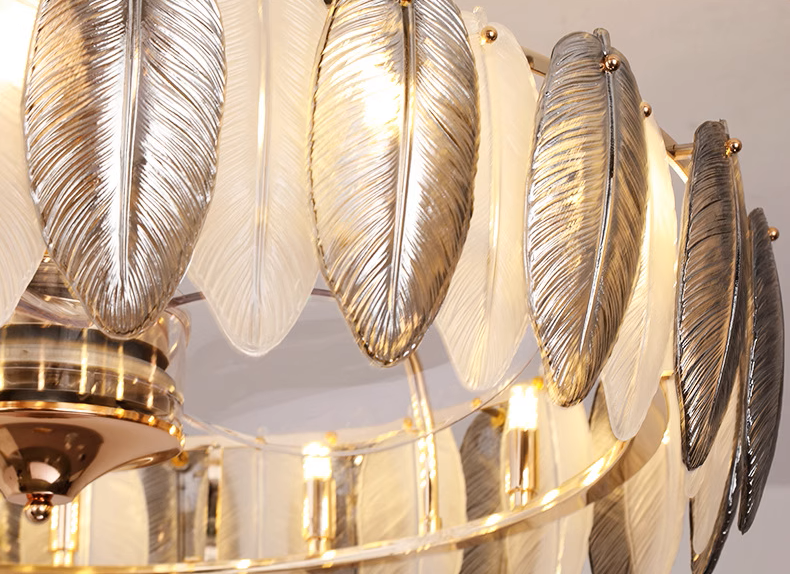 Glass Feather Fan Chandelier